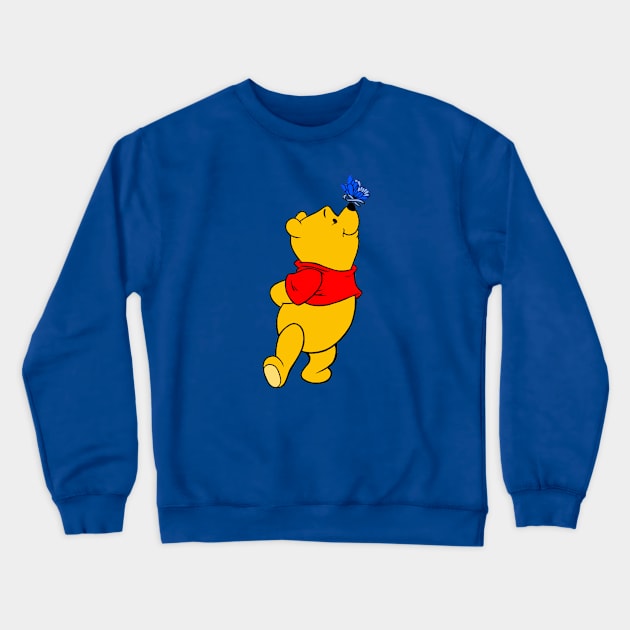 Yellow Bear with Awareness Ribbon Butterfly (Blue) Crewneck Sweatshirt by CaitlynConnor